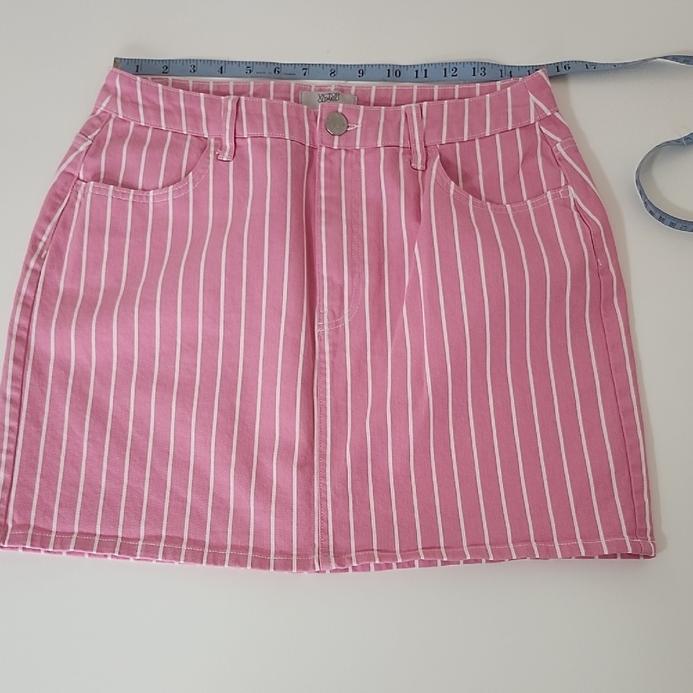 Victor Glemaud Pink and White Striped Mini Skirt
